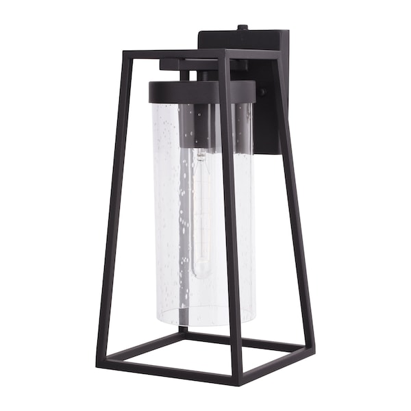 Vaxcel Nash 7.5-in Black Outdoor Modern Wall Lantern, Dusk to Dawn Photocell, 1-Light Wall Lamp Sconce with Clear Seeded Glass T0586 - main